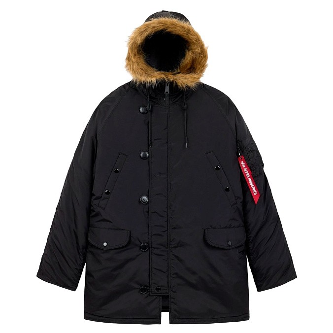 Мужская куртка парка Alpha Industries N-3B Logo Oxford Parka Black